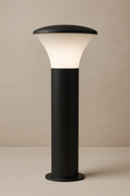 Modern Garden Pathway Light - Black Cylindrical Post with Frosted Glass Shade