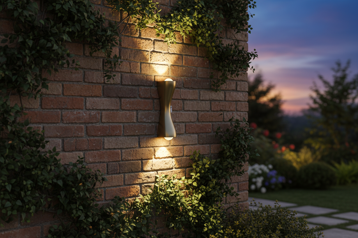 Bronze garden wall light with climbing vines