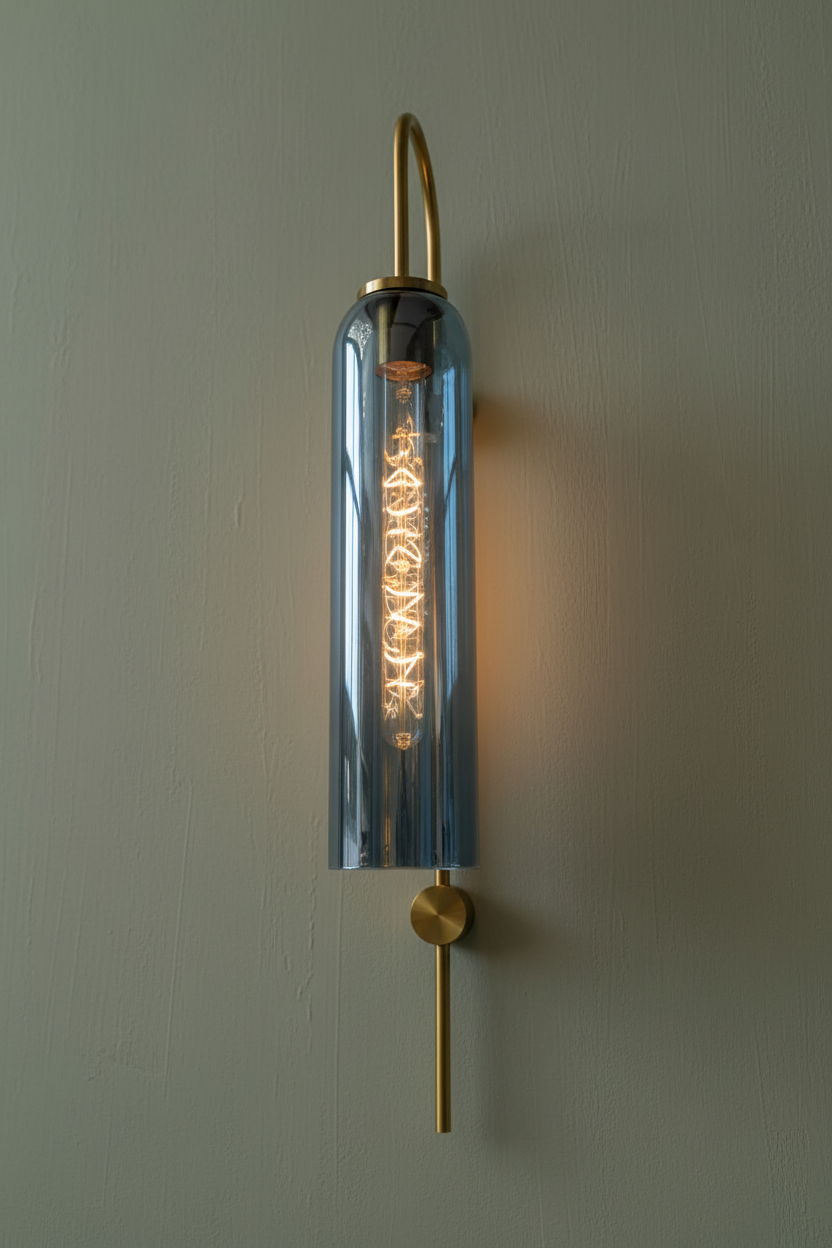 Premium Glass Cylinder Wall Lamp on Sage Green Wall