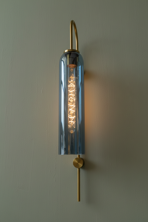 Premium Glass Cylinder Wall Lamp on Sage Green Wall
