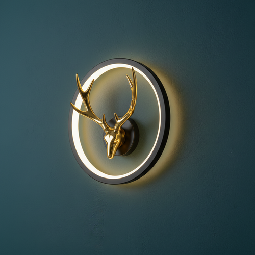 Wall lamp angled view with teal background