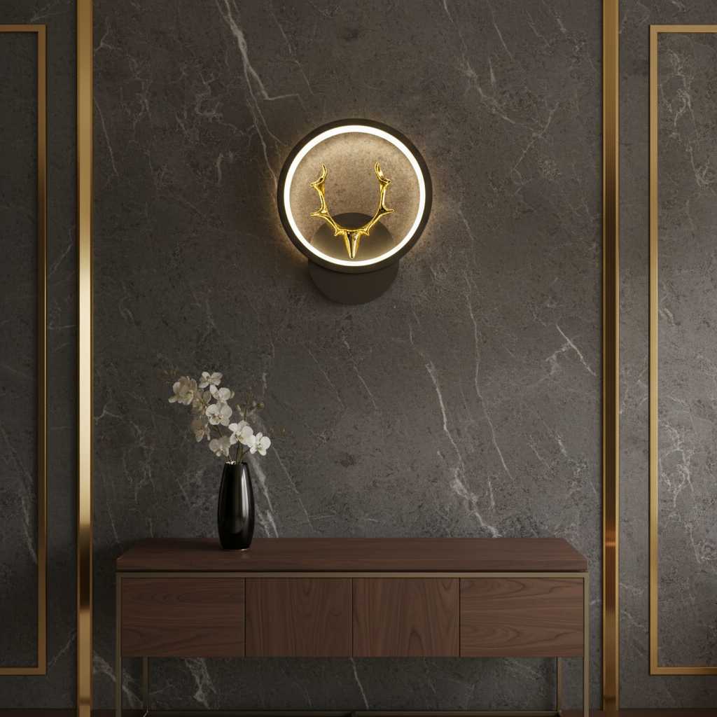 Wall lamp on luxury wall